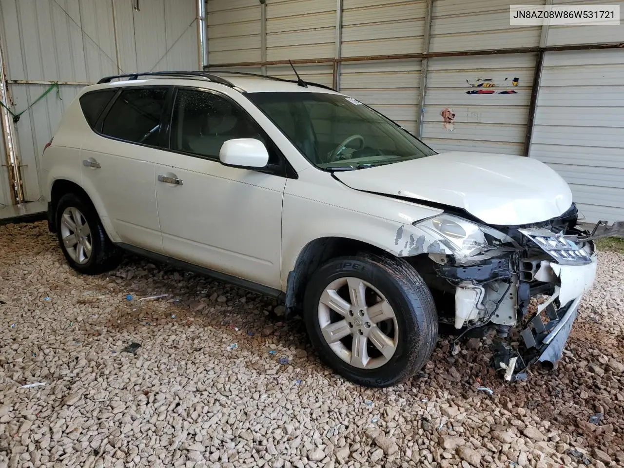 2006 Nissan Murano Sl VIN: JN8AZ08W86W531721 Lot: 51803605