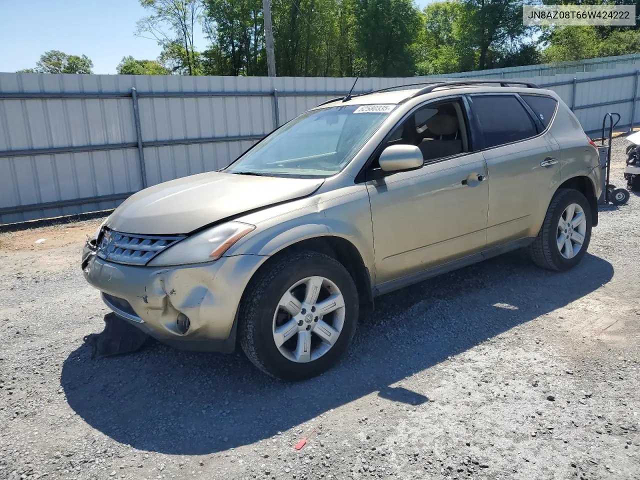2006 Nissan Murano Sl VIN: JN8AZ08T66W424222 Lot: 52580335