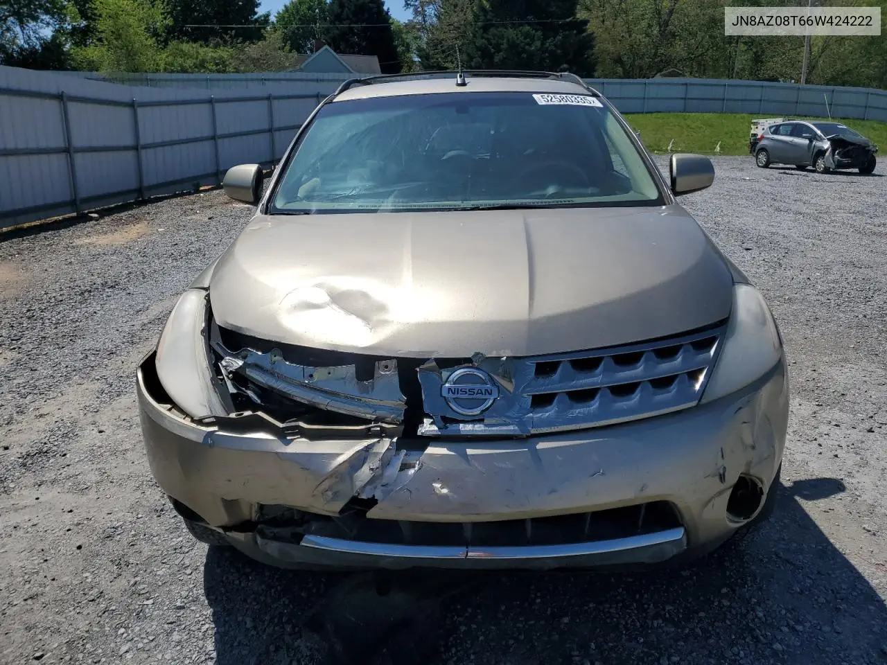 2006 Nissan Murano Sl VIN: JN8AZ08T66W424222 Lot: 52580335