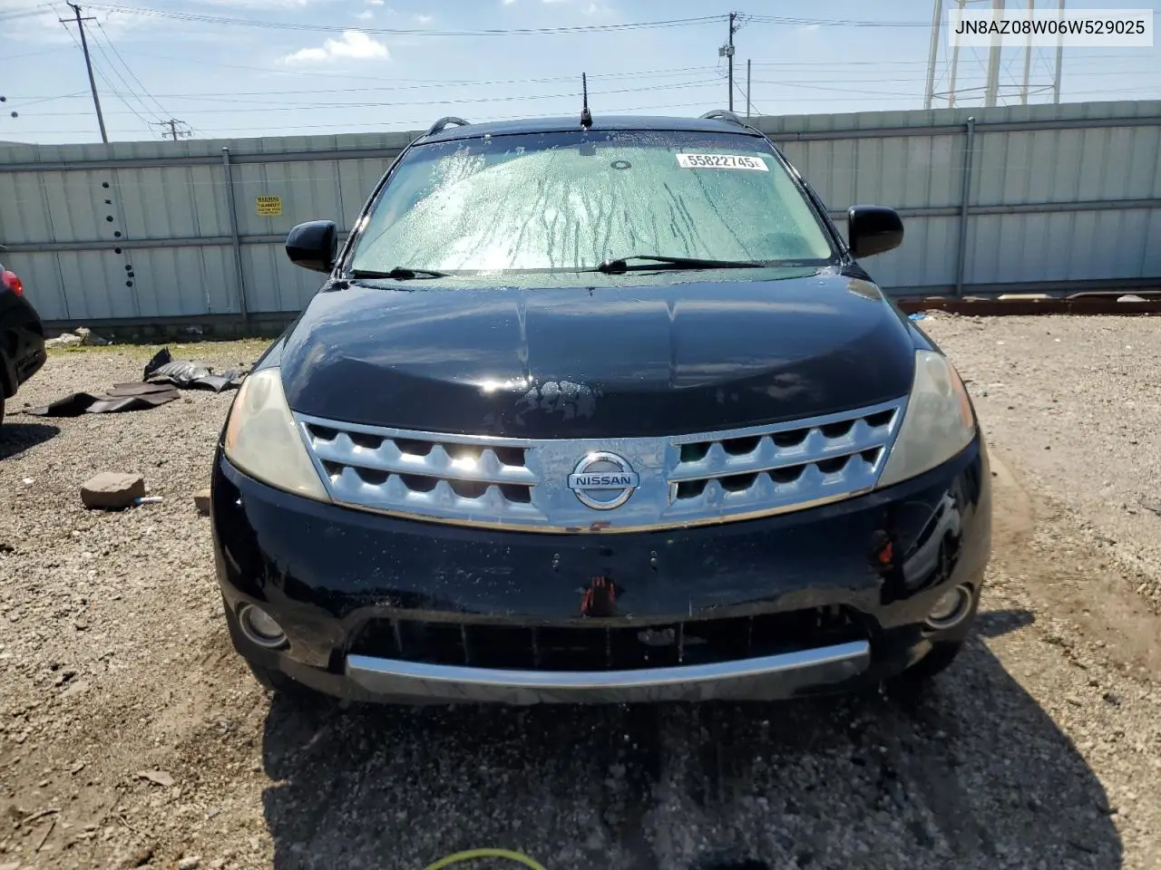 2006 Nissan Murano Sl VIN: JN8AZ08W06W529025 Lot: 55822745