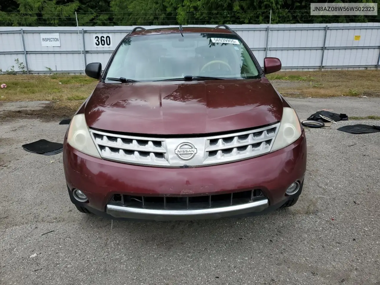 2006 Nissan Murano Sl VIN: JN8AZ08W56W502323 Lot: 56939955