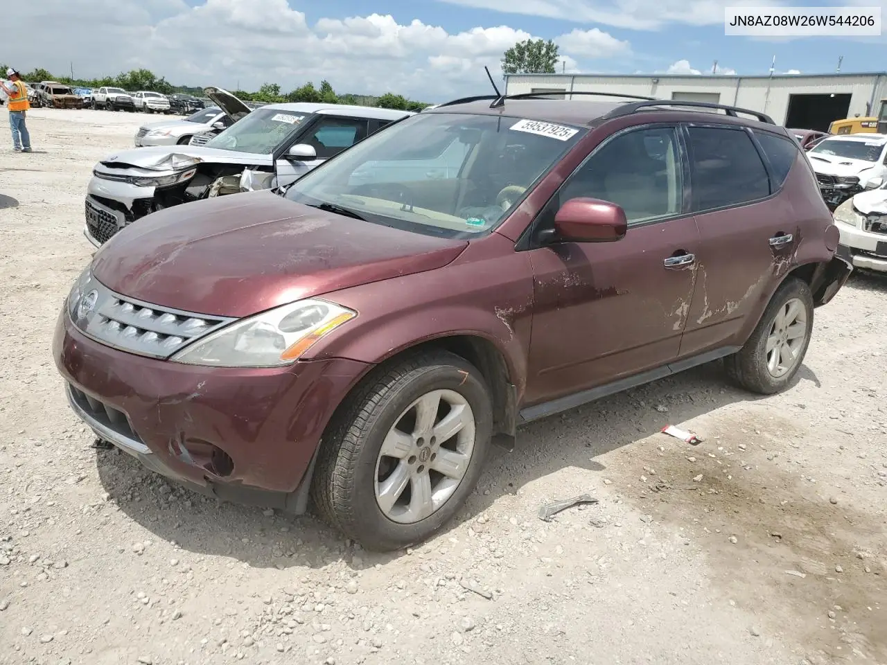 2006 Nissan Murano Sl VIN: JN8AZ08W26W544206 Lot: 59537925
