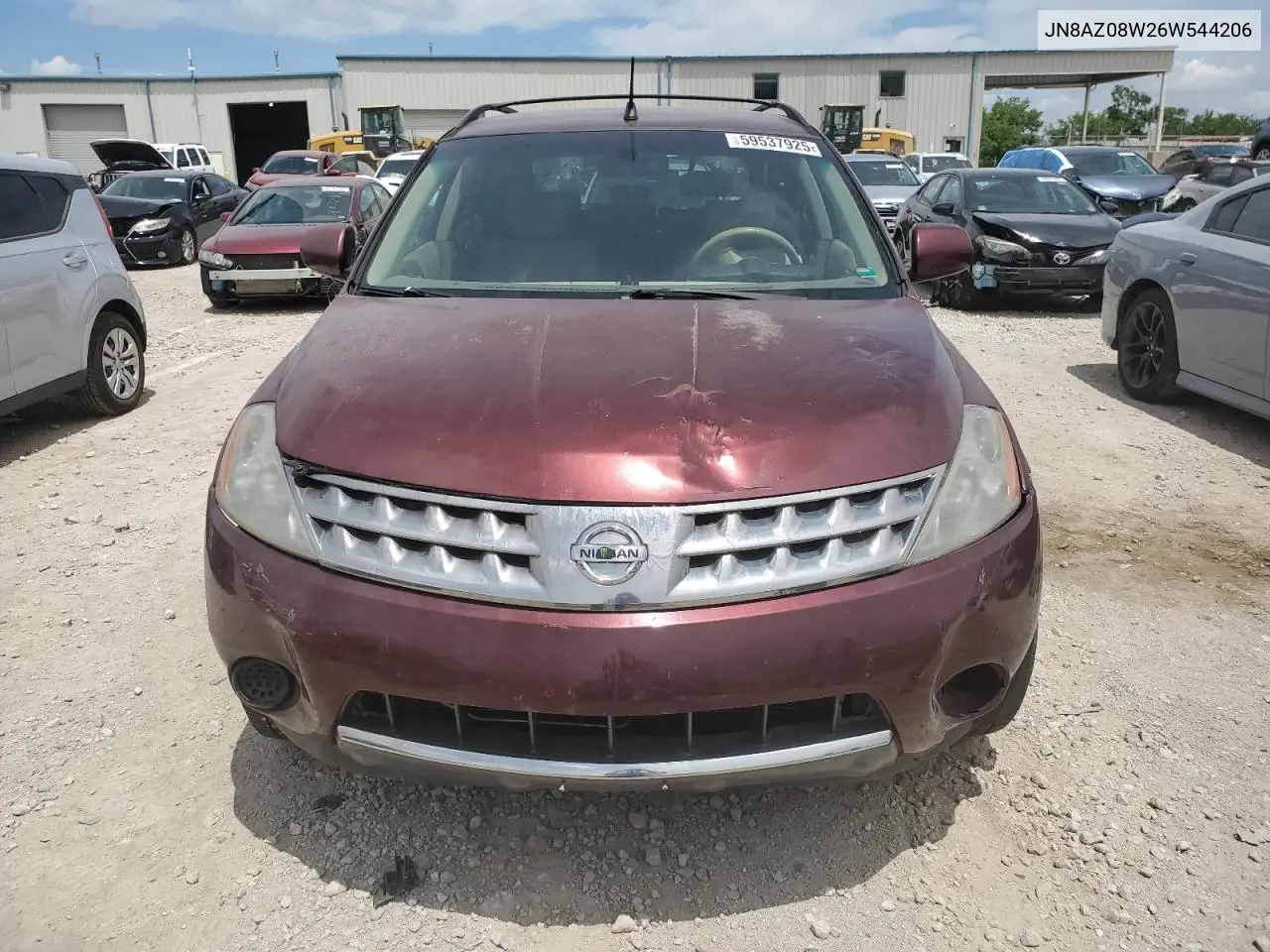 2006 Nissan Murano Sl VIN: JN8AZ08W26W544206 Lot: 59537925