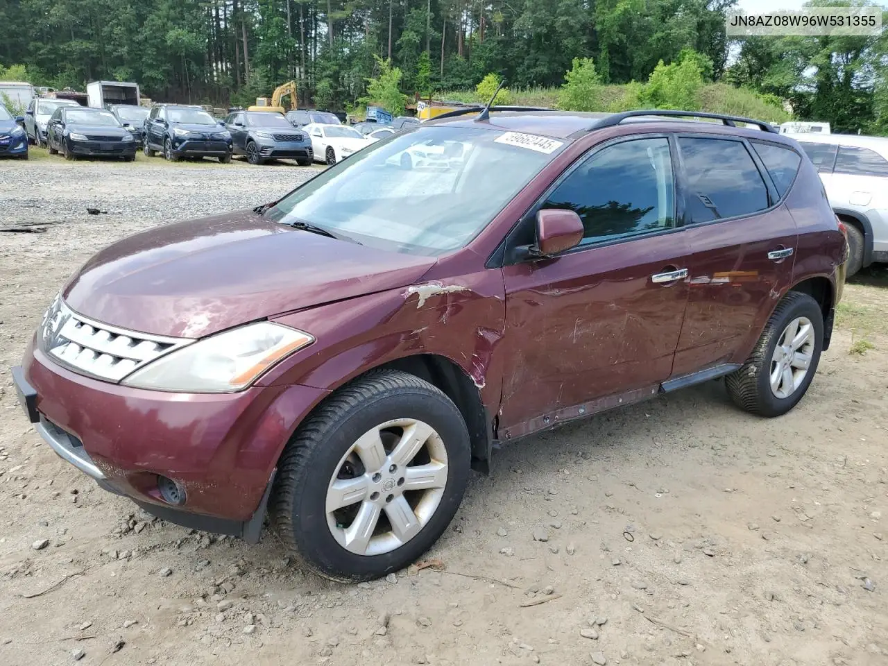 2006 Nissan Murano Sl VIN: JN8AZ08W96W531355 Lot: 59662445