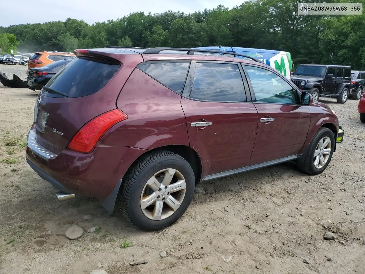 2006 Nissan Murano Sl VIN: JN8AZ08W96W531355 Lot: 59662445