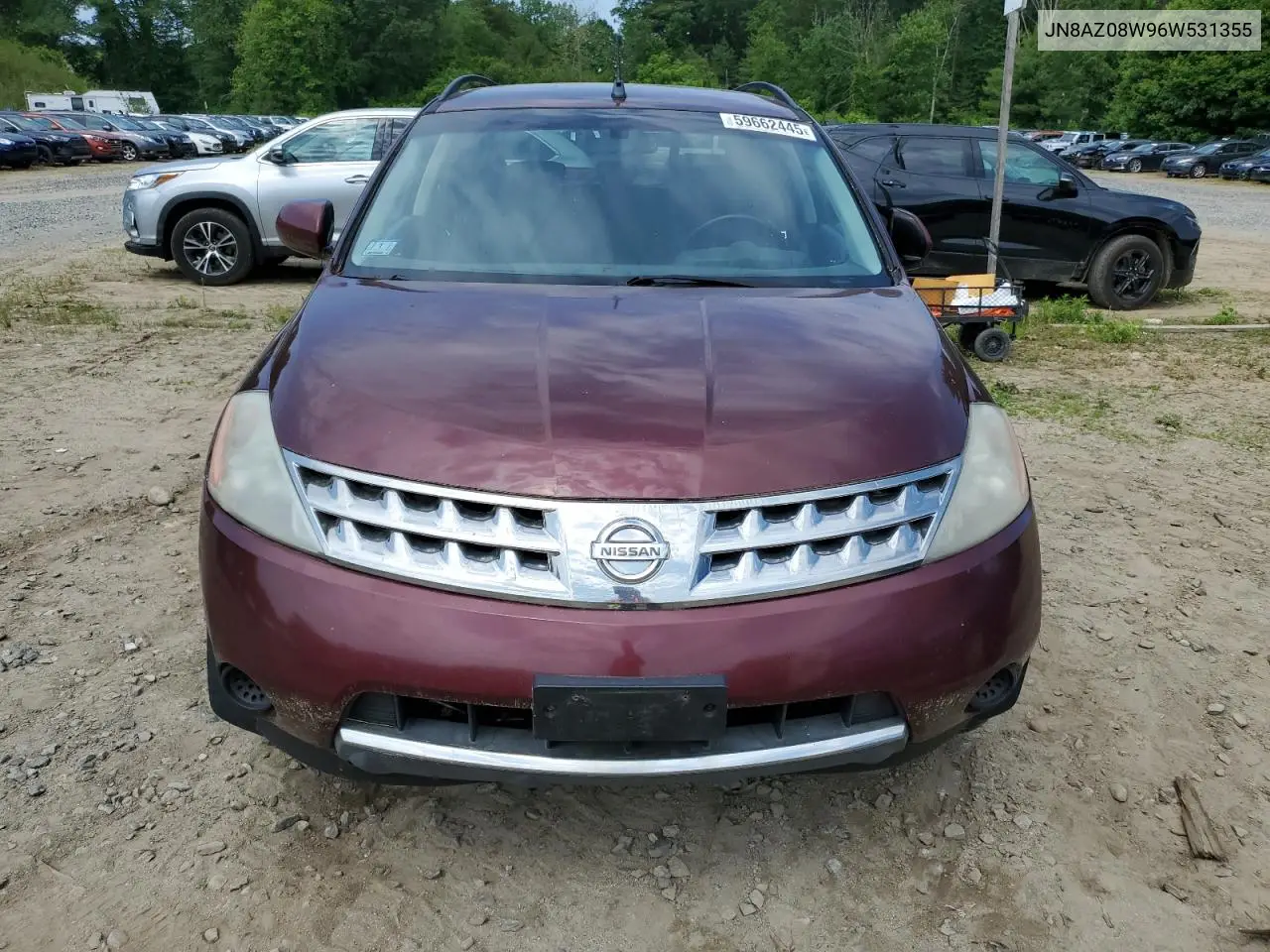 2006 Nissan Murano Sl VIN: JN8AZ08W96W531355 Lot: 59662445