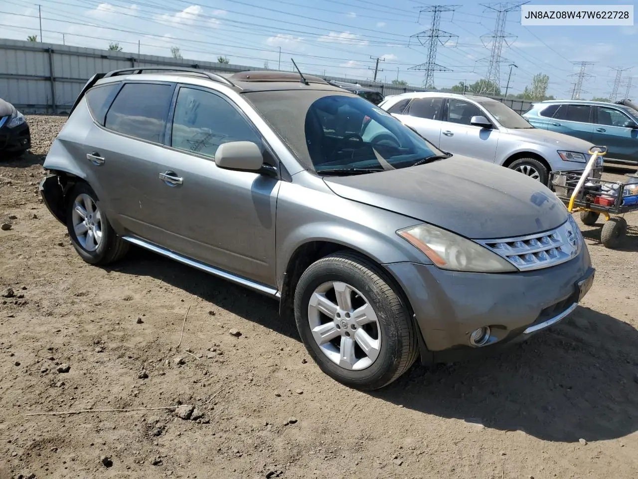 2007 Nissan Murano Sl VIN: JN8AZ08W47W622728 Lot: 56870765