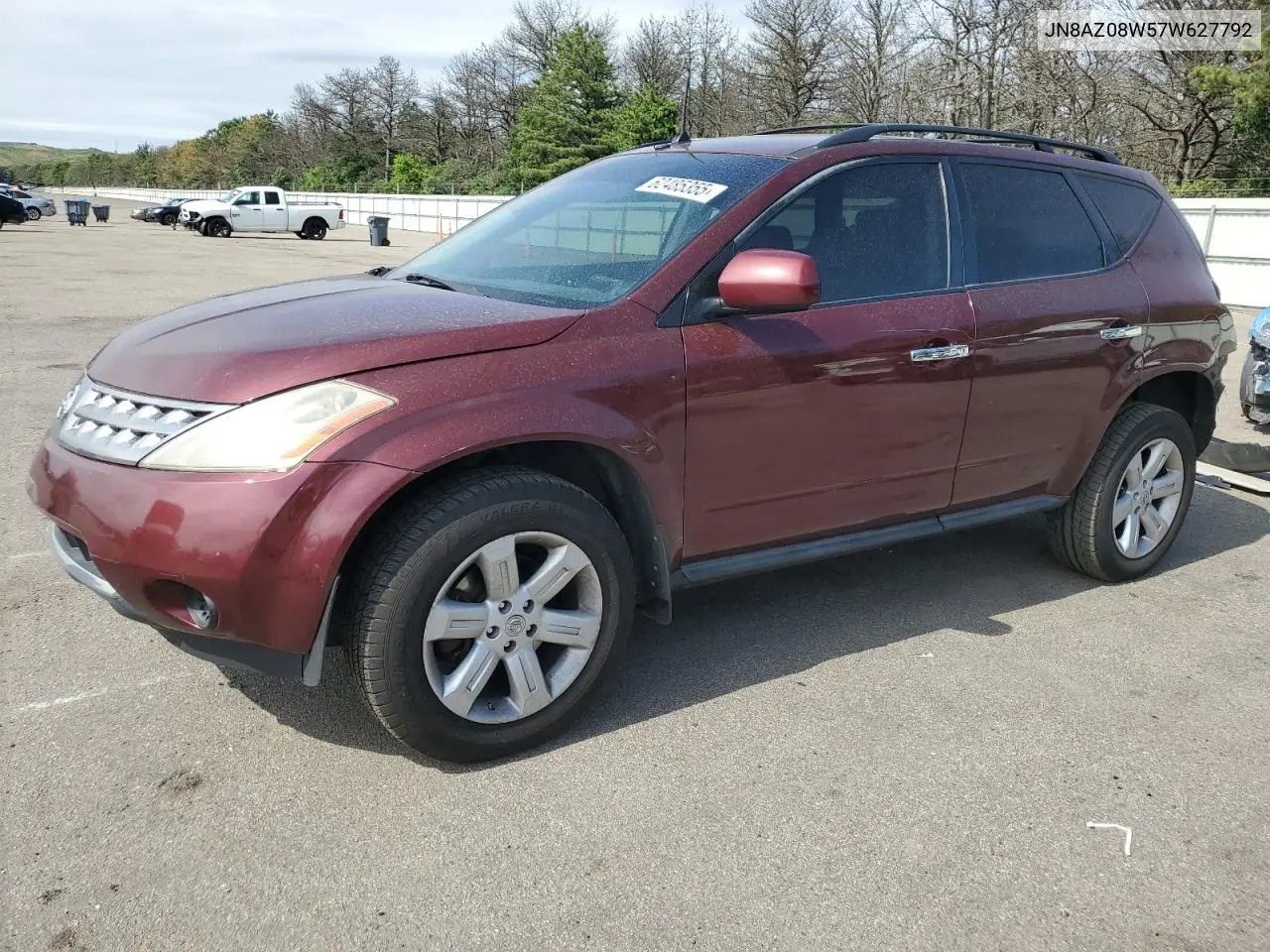 2007 Nissan Murano Sl VIN: JN8AZ08W57W627792 Lot: 62485355