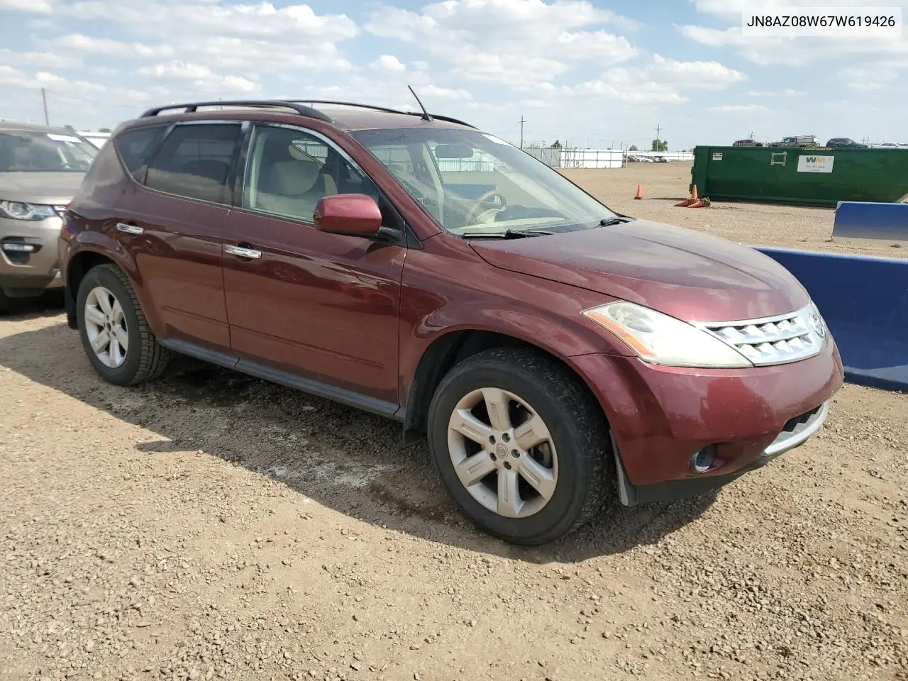 2007 Nissan Murano Sl VIN: JN8AZ08W67W619426 Lot: 63121065