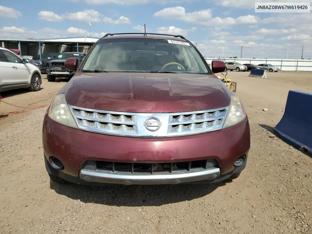 2007 Nissan Murano Sl VIN: JN8AZ08W67W619426 Lot: 63121065