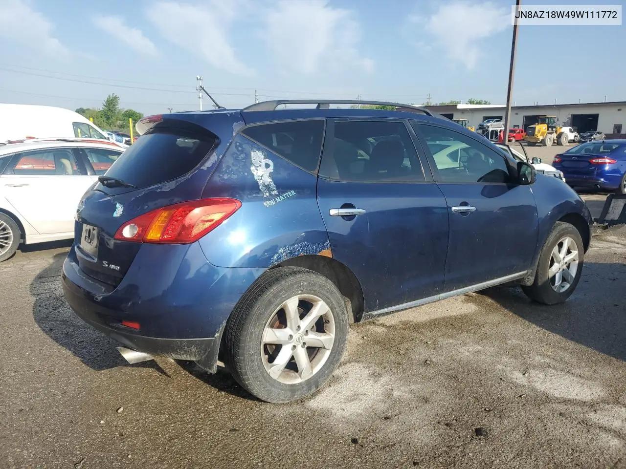 2009 Nissan Murano S VIN: JN8AZ18W49W111772 Lot: 56991255