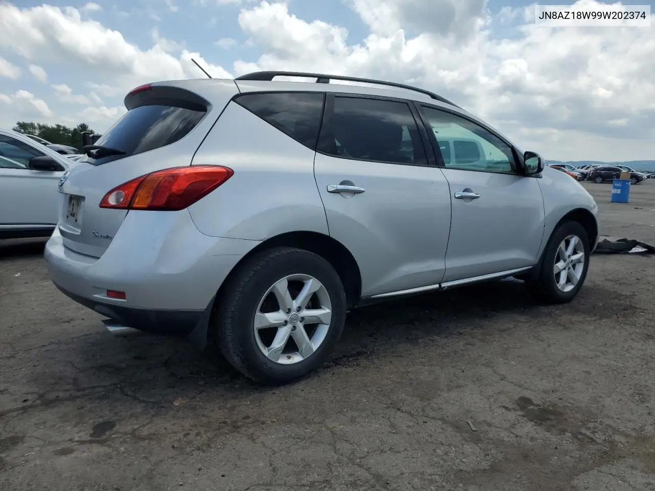 2009 Nissan Murano S VIN: JN8AZ18W99W202374 Lot: 61614645