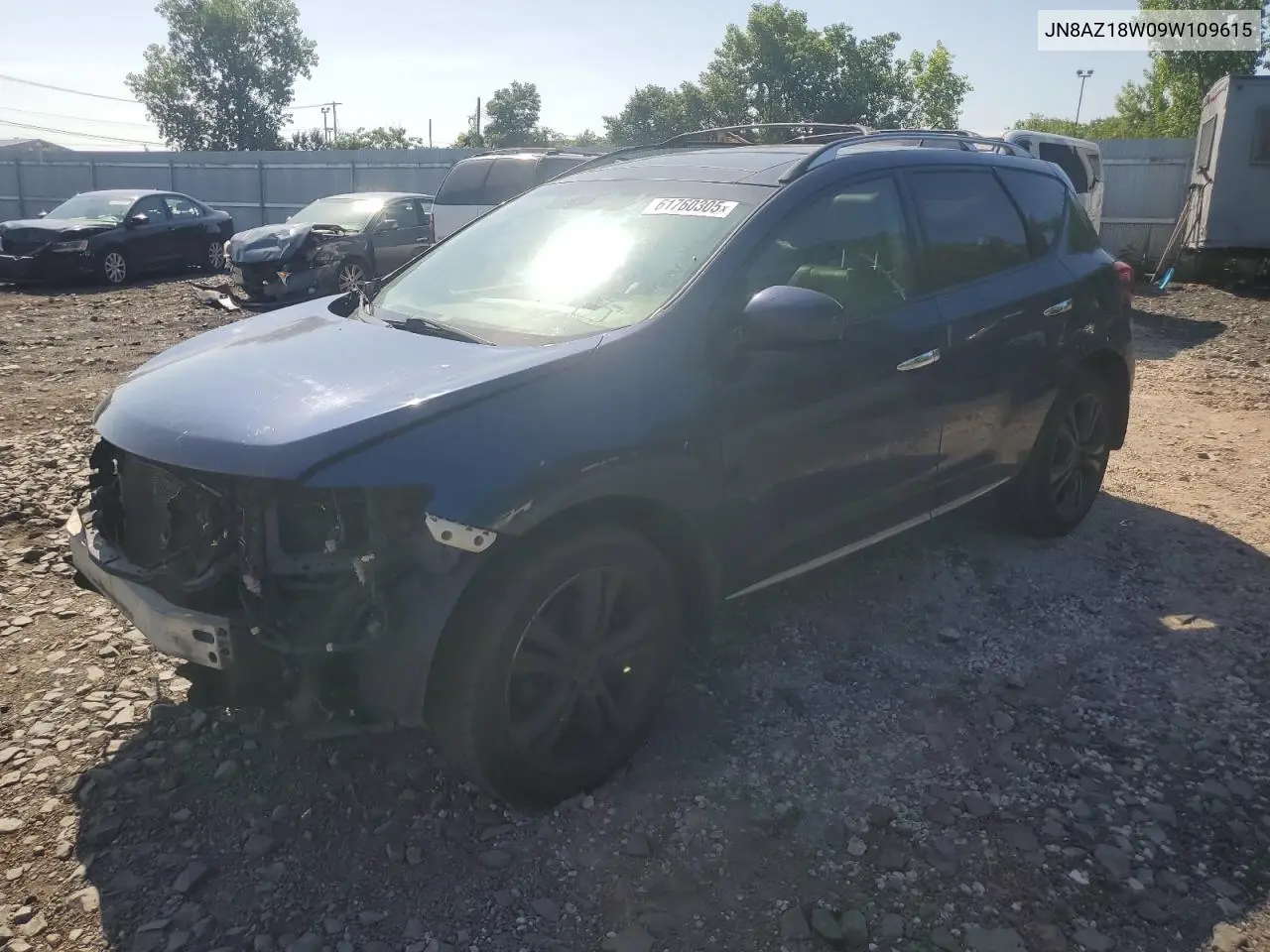 2009 Nissan Murano S VIN: JN8AZ18W09W109615 Lot: 61760305