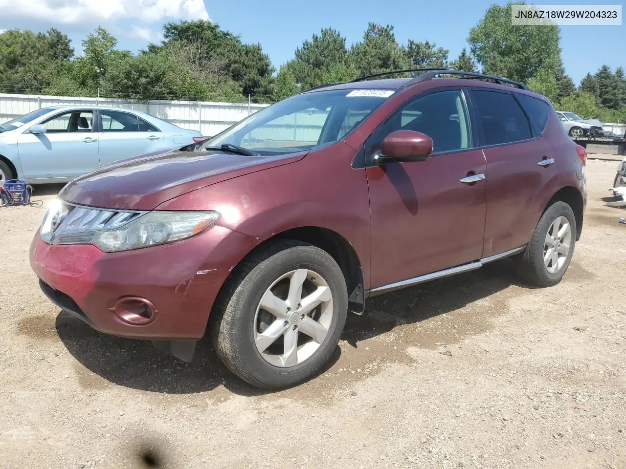 2009 Nissan Murano S VIN: JN8AZ18W29W204323 Lot: 61928435