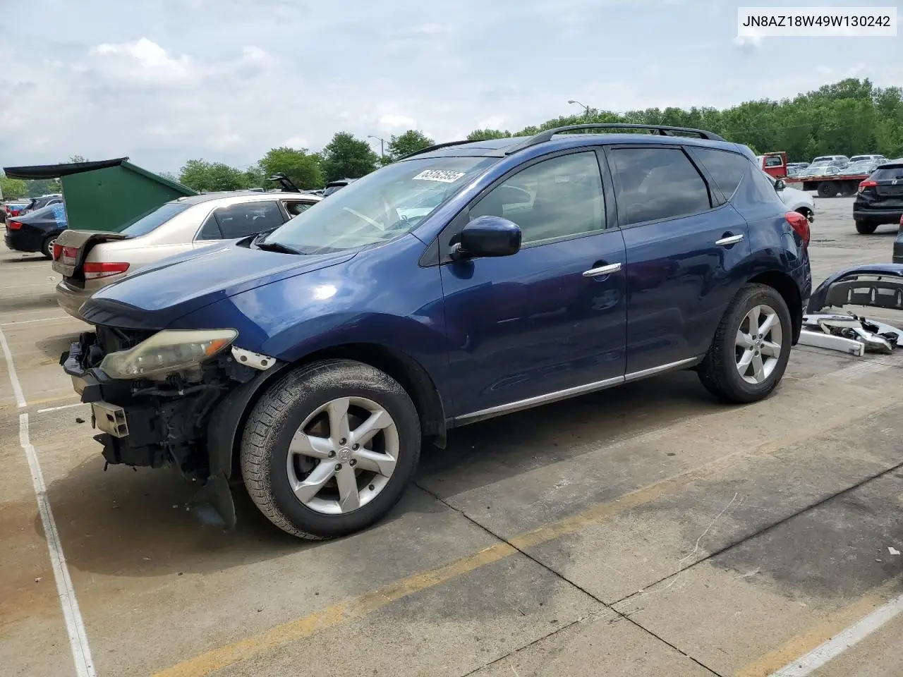 2009 Nissan Murano S VIN: JN8AZ18W49W130242 Lot: 65162595