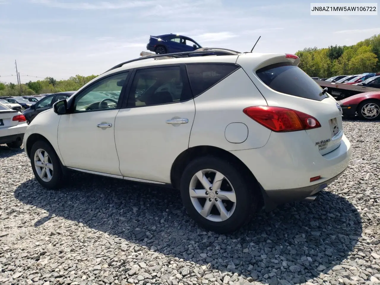 2010 Nissan Murano S VIN: JN8AZ1MW5AW106722 Lot: 56746195