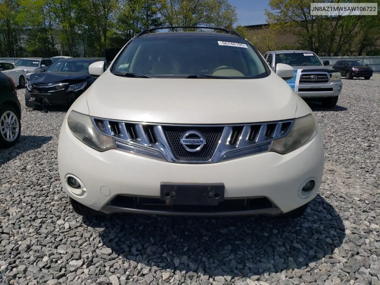 2010 Nissan Murano S VIN: JN8AZ1MW5AW106722 Lot: 56746195