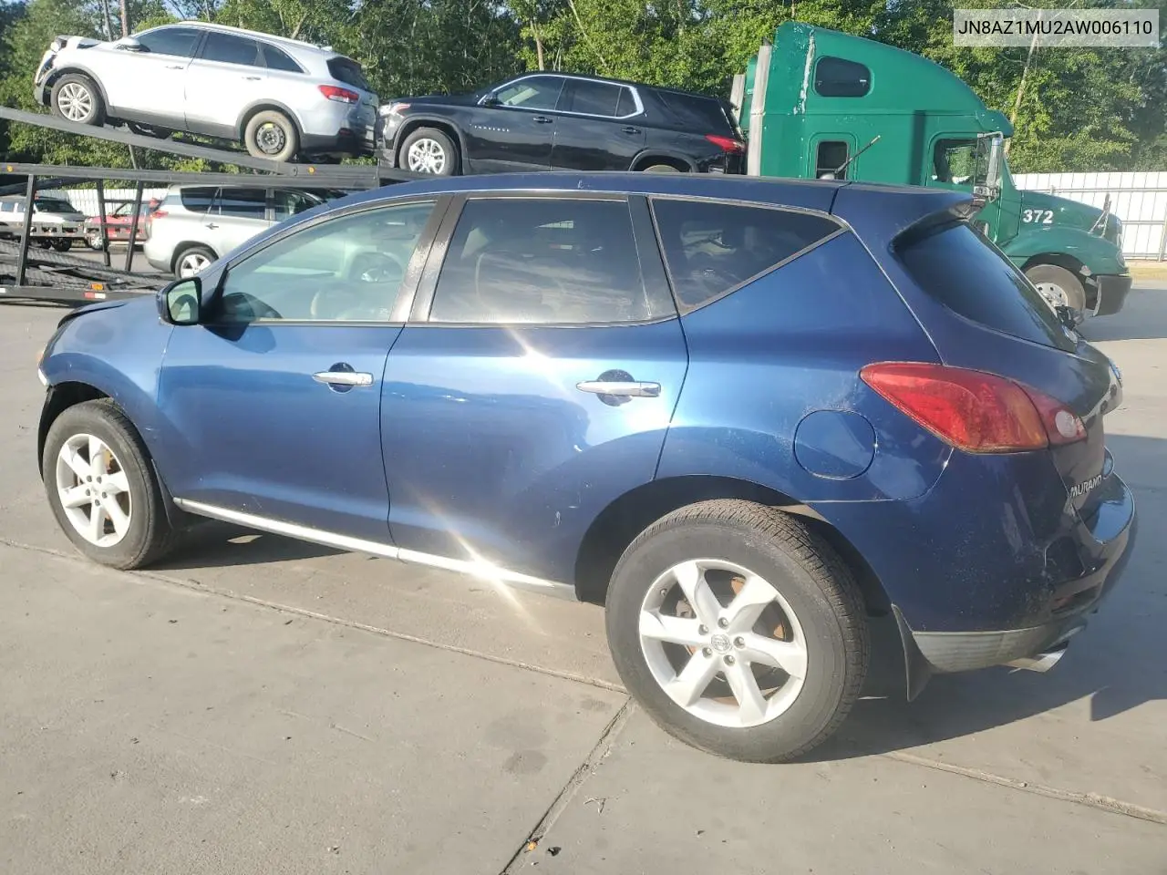 2010 Nissan Murano S VIN: JN8AZ1MU2AW006110 Lot: 63207065