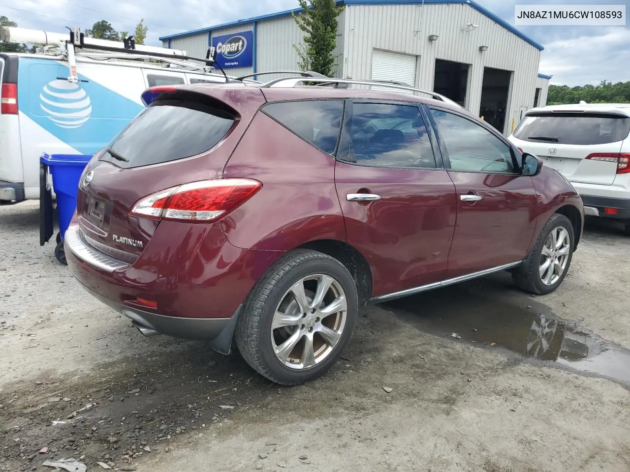 2012 Nissan Murano S VIN: JN8AZ1MU6CW108593 Lot: 56797295