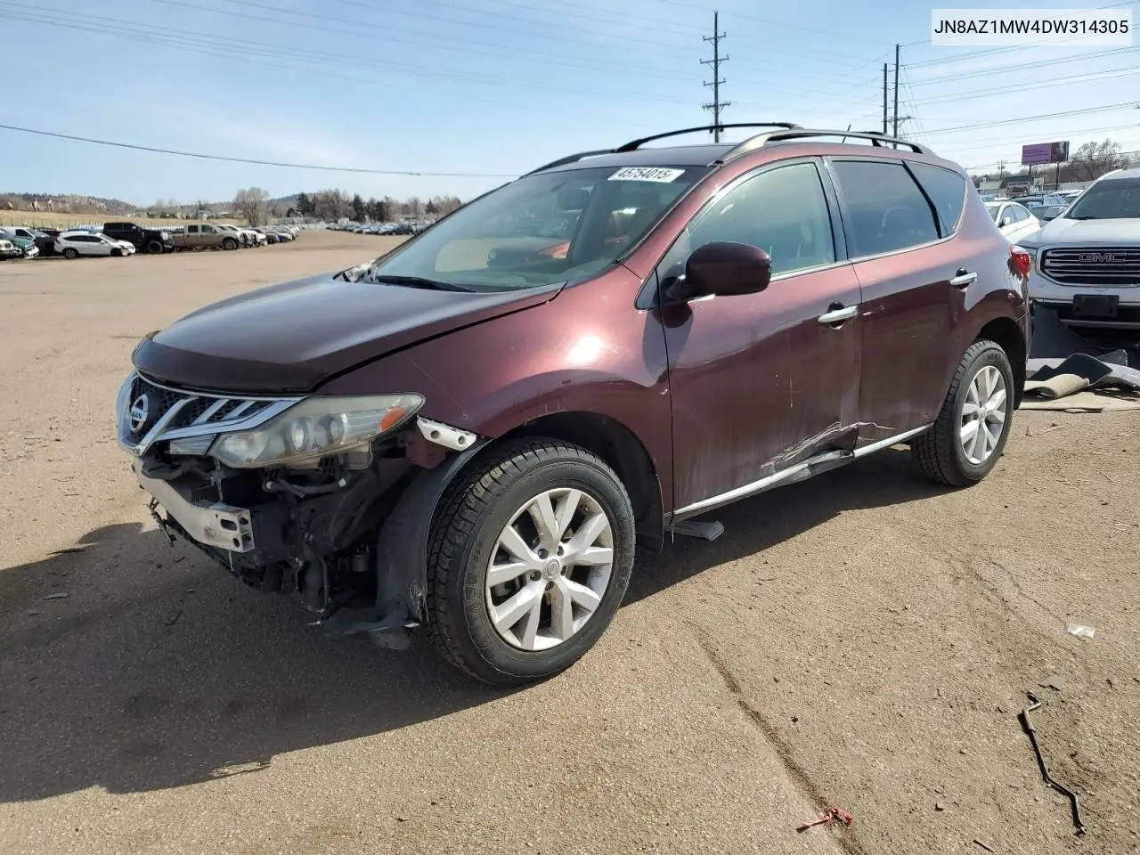2013 Nissan Murano S VIN: JN8AZ1MW4DW314305 Lot: 45754015