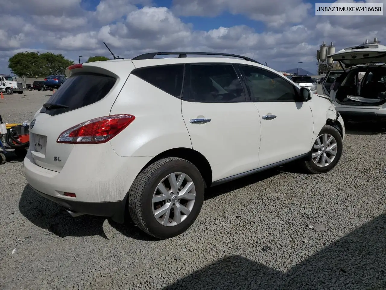 2014 Nissan Murano S VIN: JN8AZ1MUXEW416658 Lot: 57078225