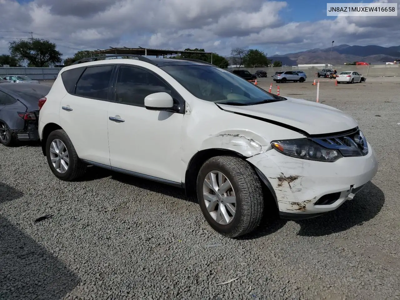 2014 Nissan Murano S VIN: JN8AZ1MUXEW416658 Lot: 57078225