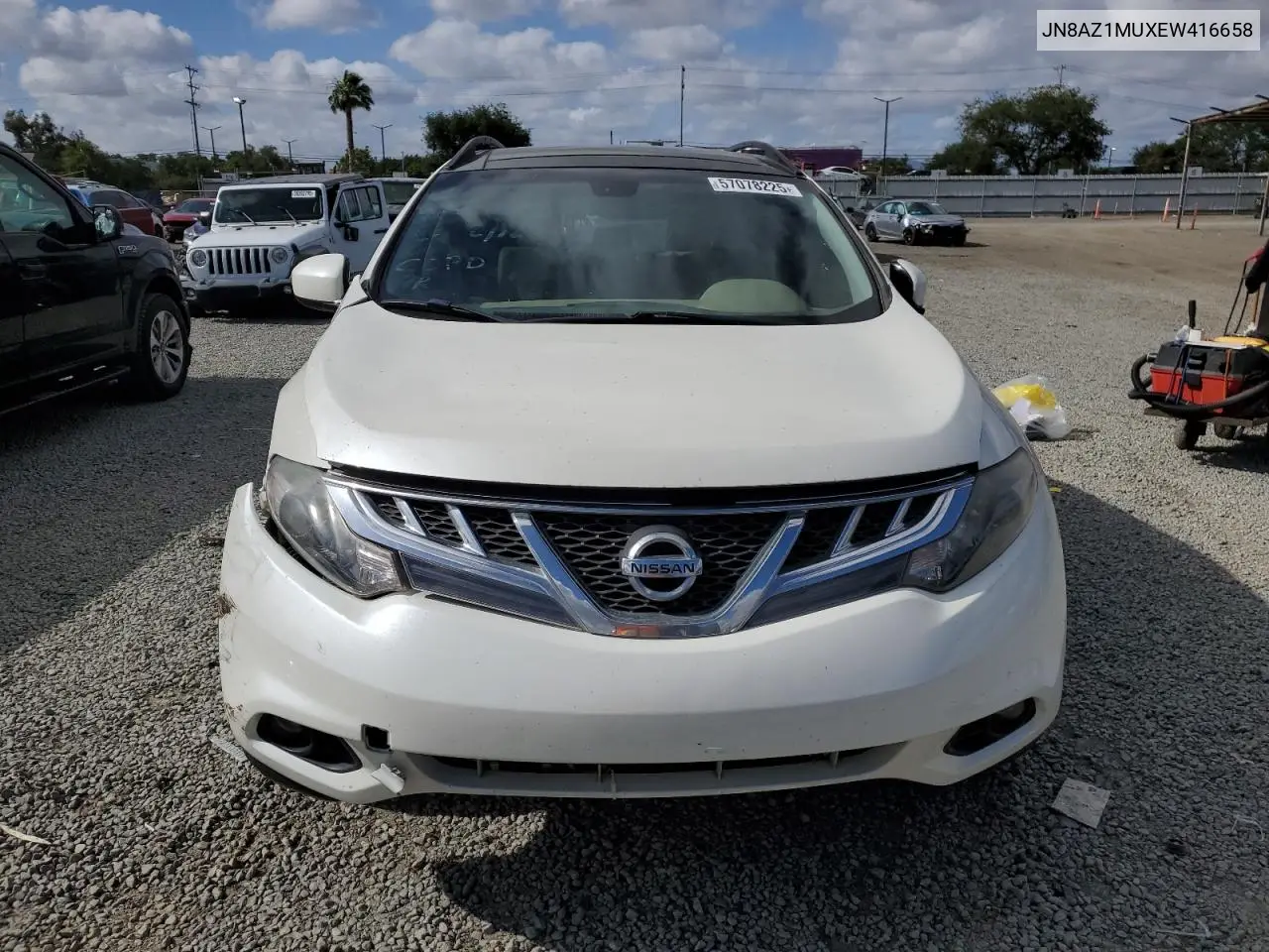 2014 Nissan Murano S VIN: JN8AZ1MUXEW416658 Lot: 57078225