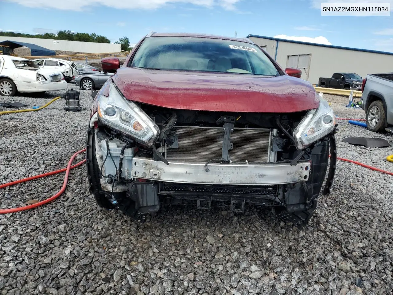 2017 Nissan Murano S VIN: 5N1AZ2MGXHN115034 Lot: 56538605