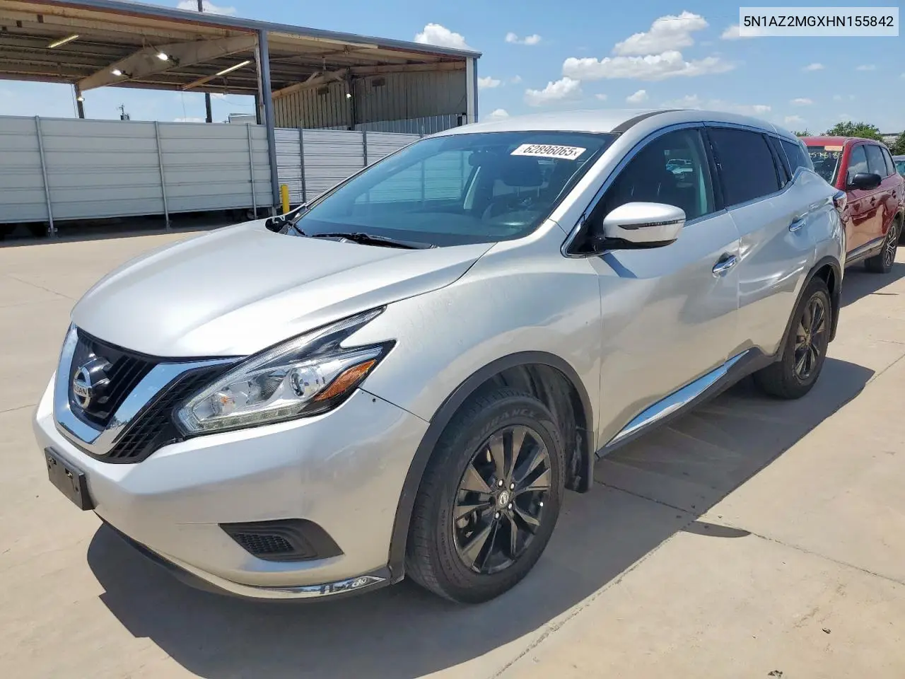 2017 Nissan Murano S VIN: 5N1AZ2MGXHN155842 Lot: 62896065