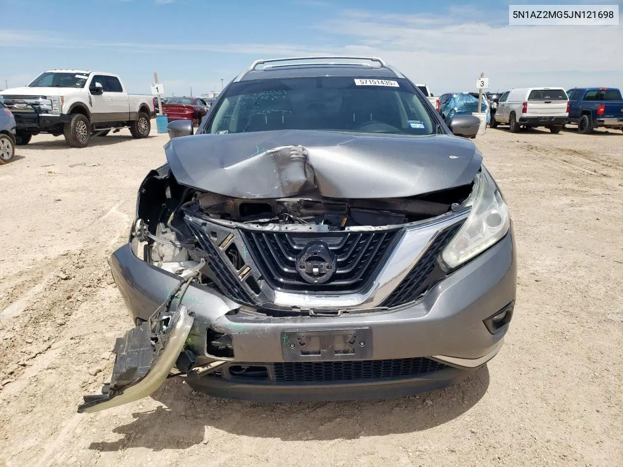 2018 Nissan Murano S VIN: 5N1AZ2MG5JN121698 Lot: 57151435