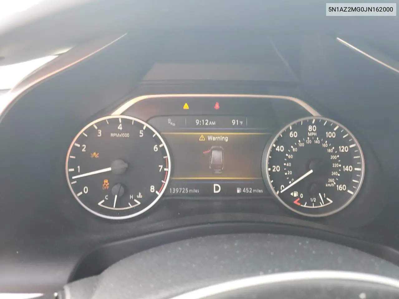 2018 Nissan Murano S VIN: 5N1AZ2MG0JN162000 Lot: 65169185