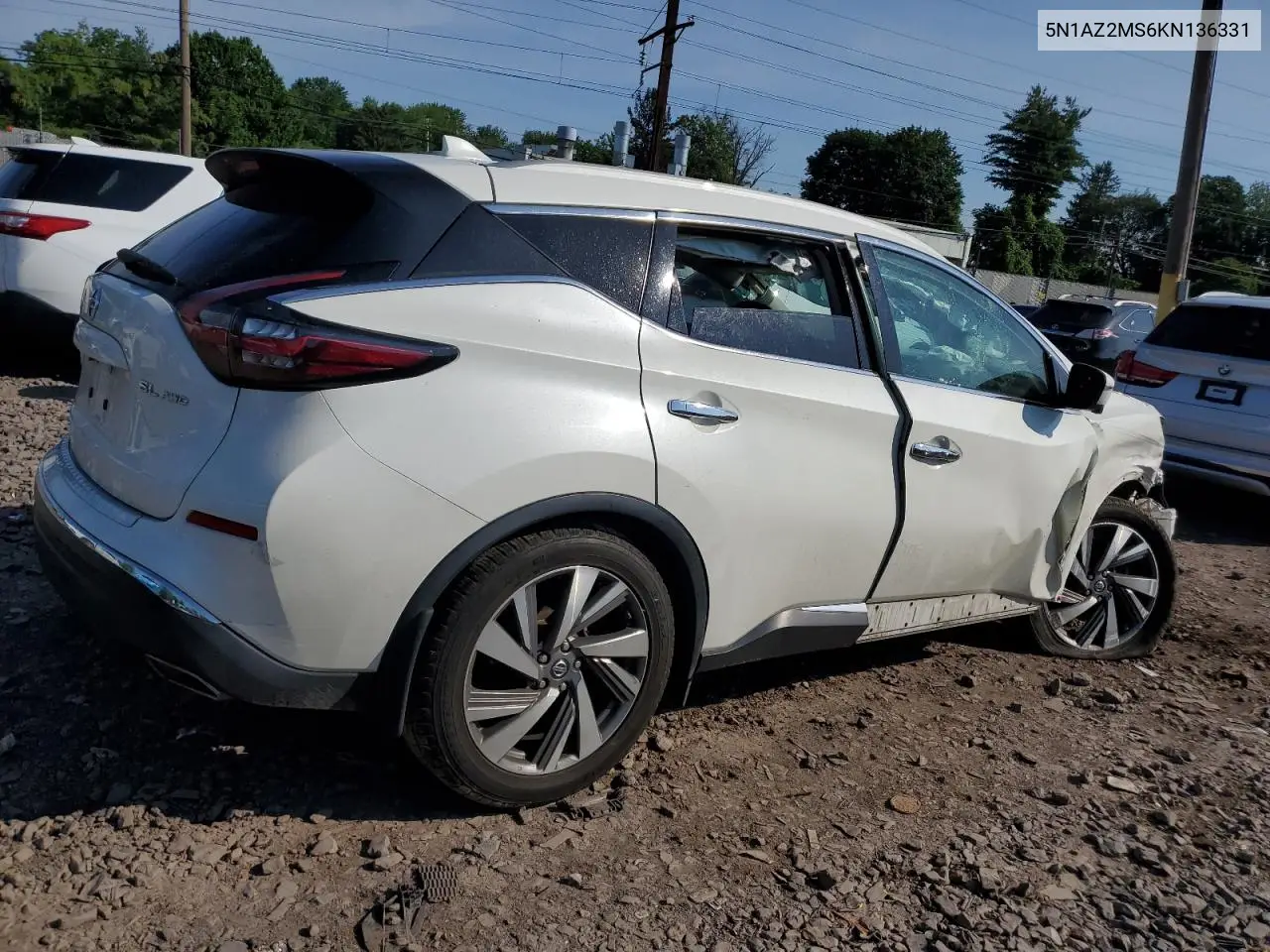 2019 Nissan Murano S VIN: 5N1AZ2MS6KN136331 Lot: 62061965