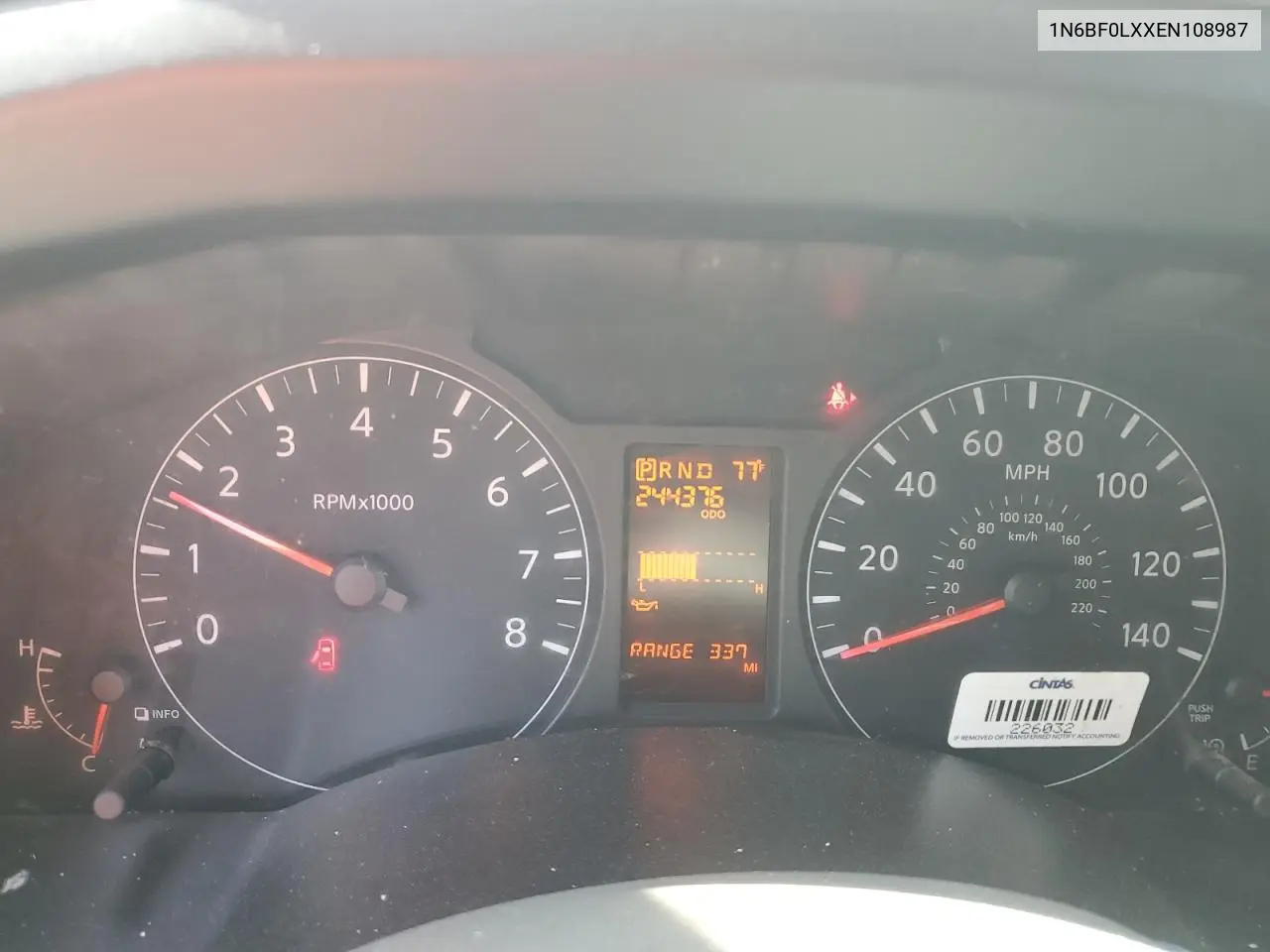 2014 Nissan Nv 2500 VIN: 1N6BF0LXXEN108987 Lot: 57050575