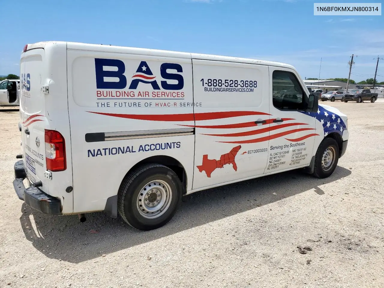 2018 Nissan Nv 1500 S VIN: 1N6BF0KMXJN800314 Lot: 64791995