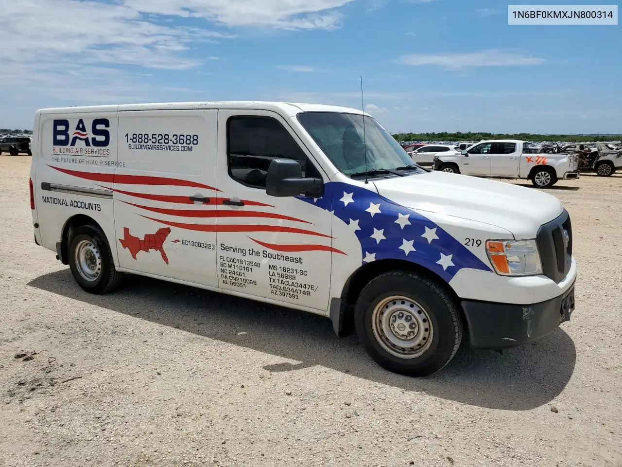 2018 Nissan Nv 1500 S VIN: 1N6BF0KMXJN800314 Lot: 64791995