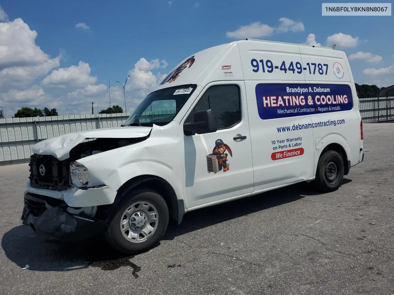 2019 Nissan Nv 2500 S VIN: 1N6BF0LY8KN8N8067 Lot: 64175905