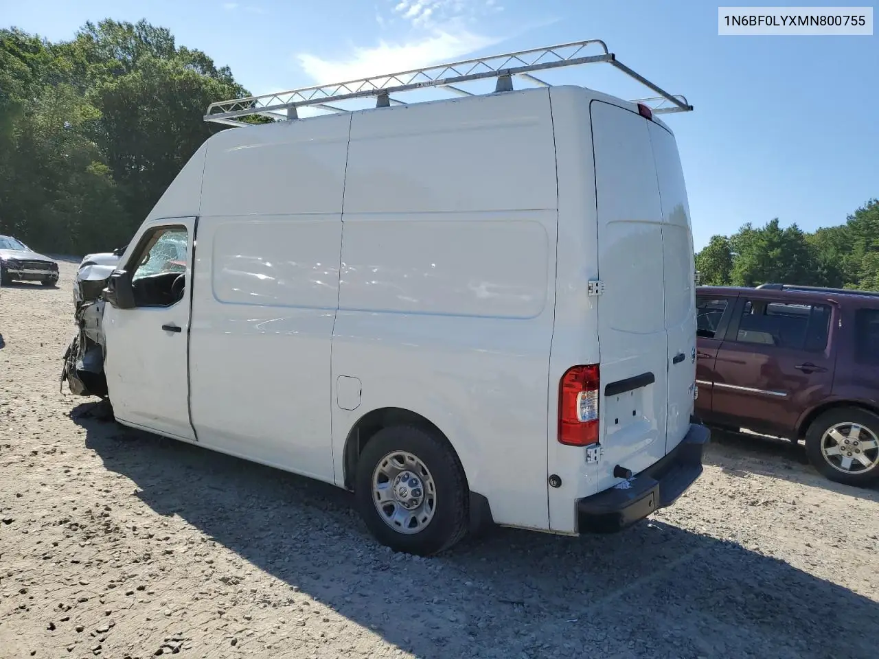 2021 Nissan Nv 2500 S VIN: 1N6BF0LYXMN800755 Lot: 65712665