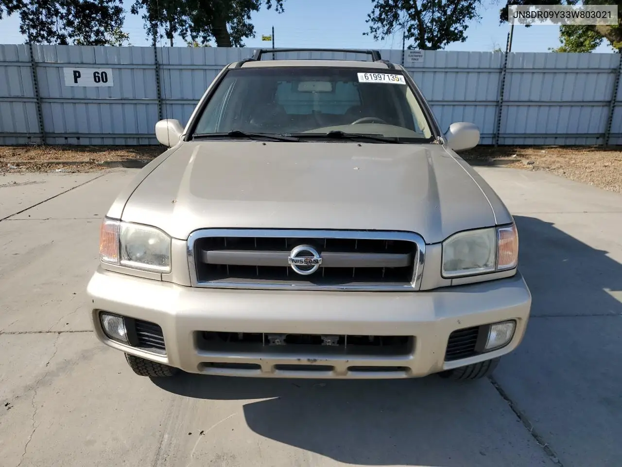 2003 Nissan Pathfinder Le VIN: JN8DR09Y33W803021 Lot: 61997135