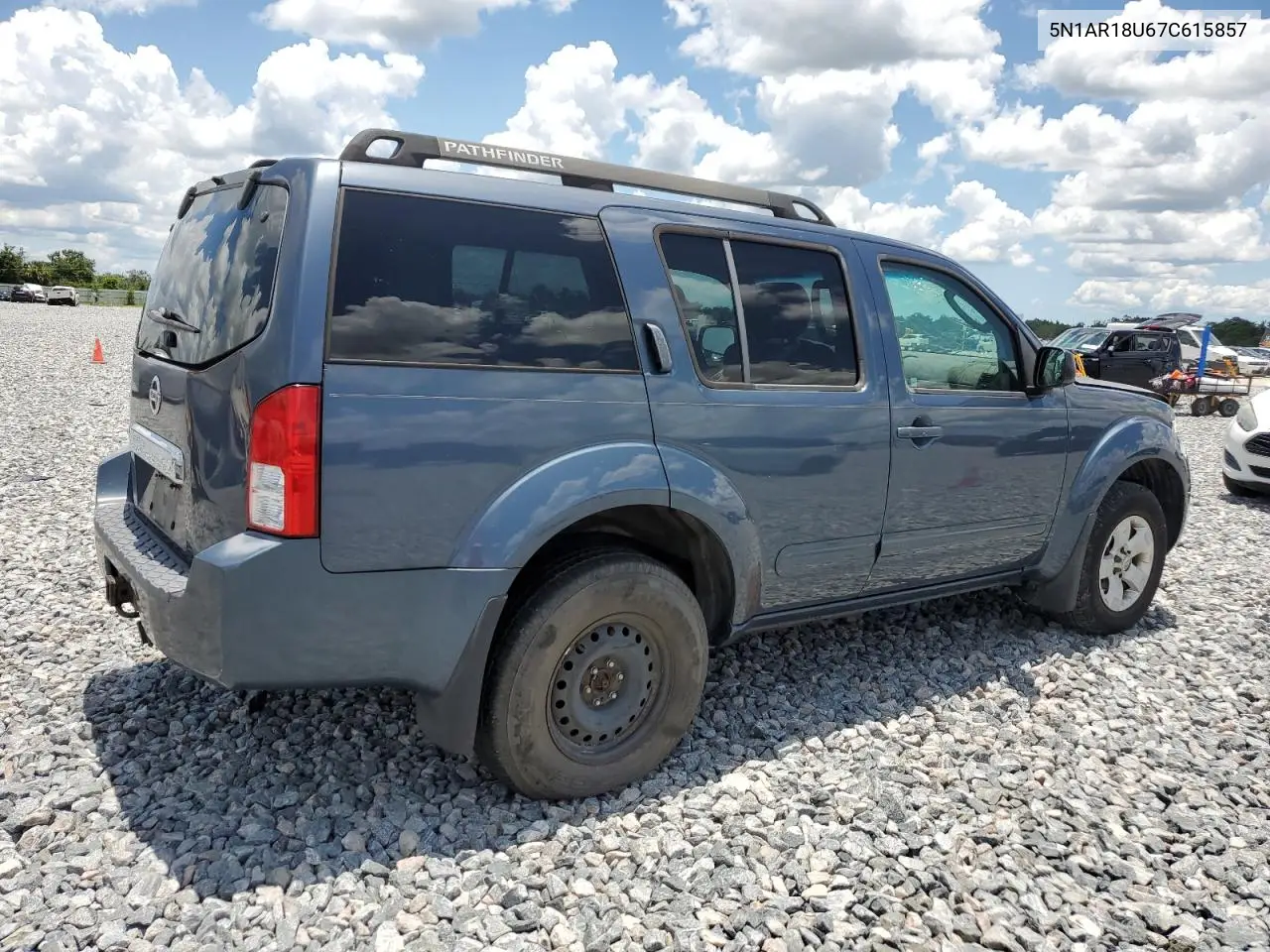 2007 Nissan Pathfinder Le VIN: 5N1AR18U67C615857 Lot: 61925265