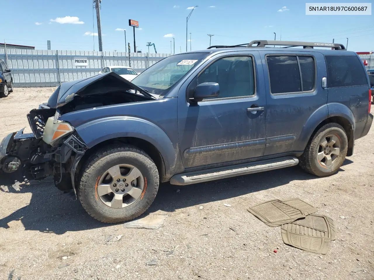 2007 Nissan Pathfinder Le VIN: 5N1AR18U97C600687 Lot: 62911825