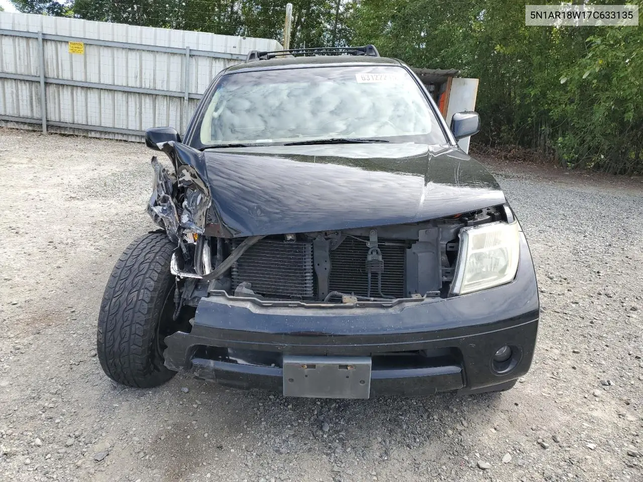 2007 Nissan Pathfinder Le VIN: 5N1AR18W17C633135 Lot: 63122215