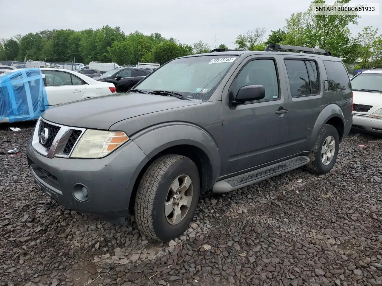 2008 Nissan Pathfinder S VIN: 5N1AR18B08C651933 Lot: 51918165