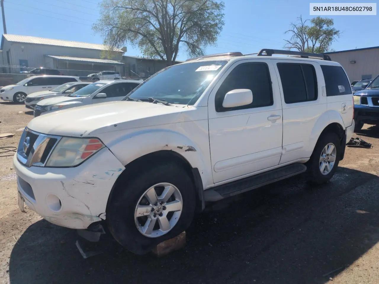 2008 Nissan Pathfinder S VIN: 5N1AR18U48C602798 Lot: 53104175