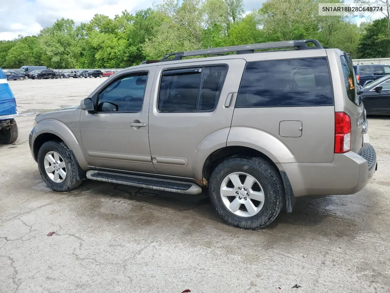 2008 Nissan Pathfinder S VIN: 5N1AR18B28C648774 Lot: 56690485