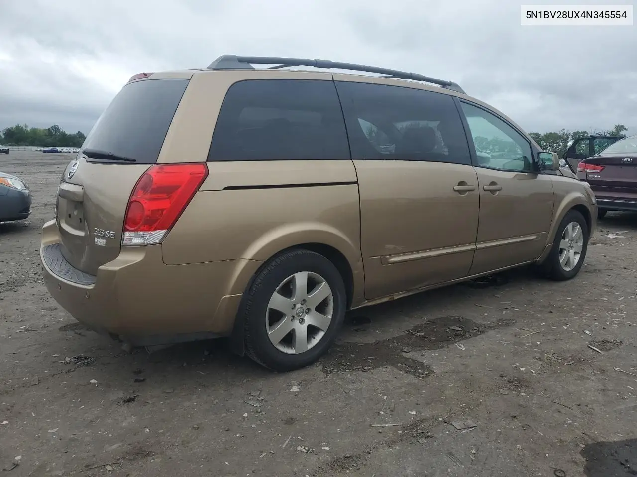 2004 Nissan Quest S VIN: 5N1BV28UX4N345554 Lot: 55457425