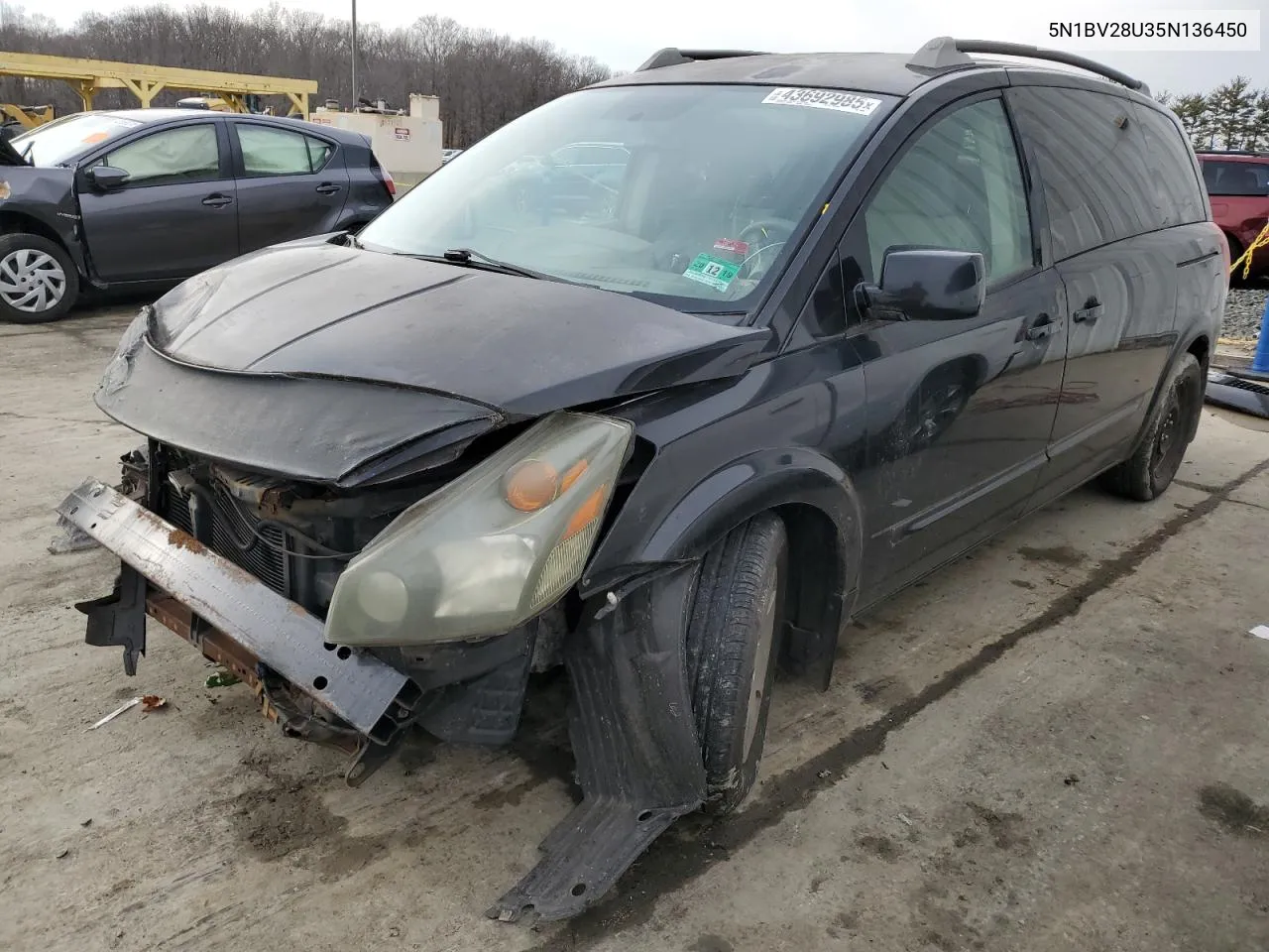 2005 Nissan Quest S VIN: 5N1BV28U35N136450 Lot: 43692985