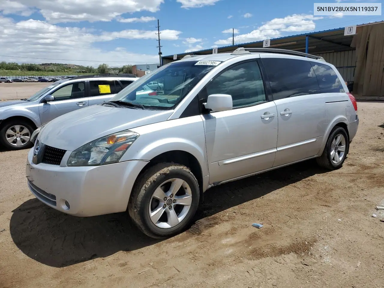 2005 Nissan Quest S VIN: 5N1BV28UX5N119337 Lot: 56902795