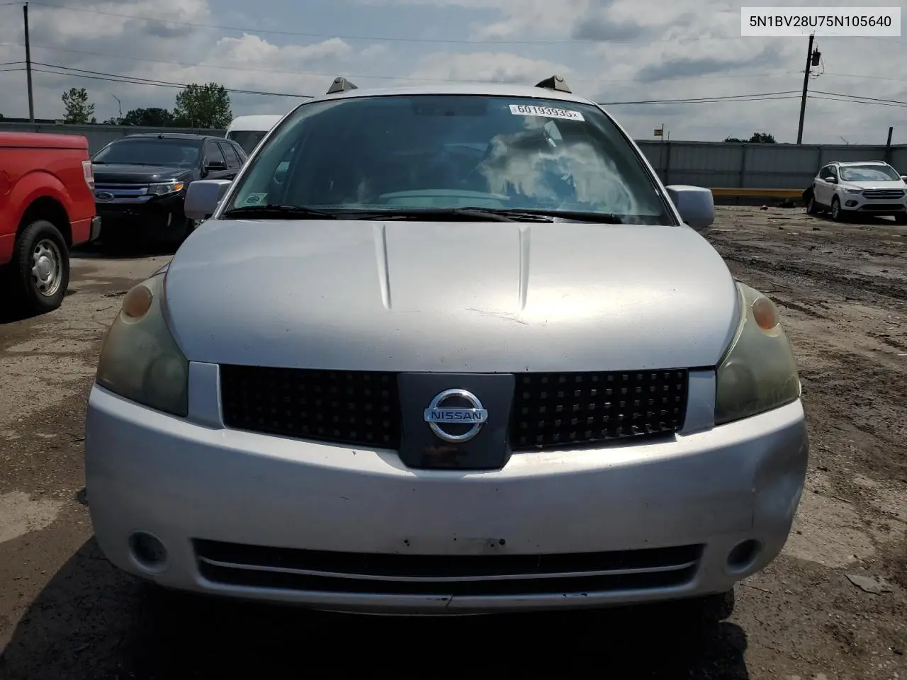 2005 Nissan Quest S VIN: 5N1BV28U75N105640 Lot: 60193935