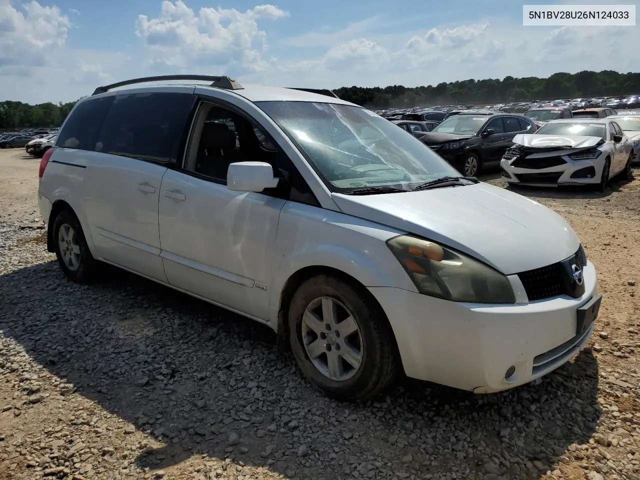 2006 Nissan Quest S VIN: 5N1BV28U26N124033 Lot: 55348325