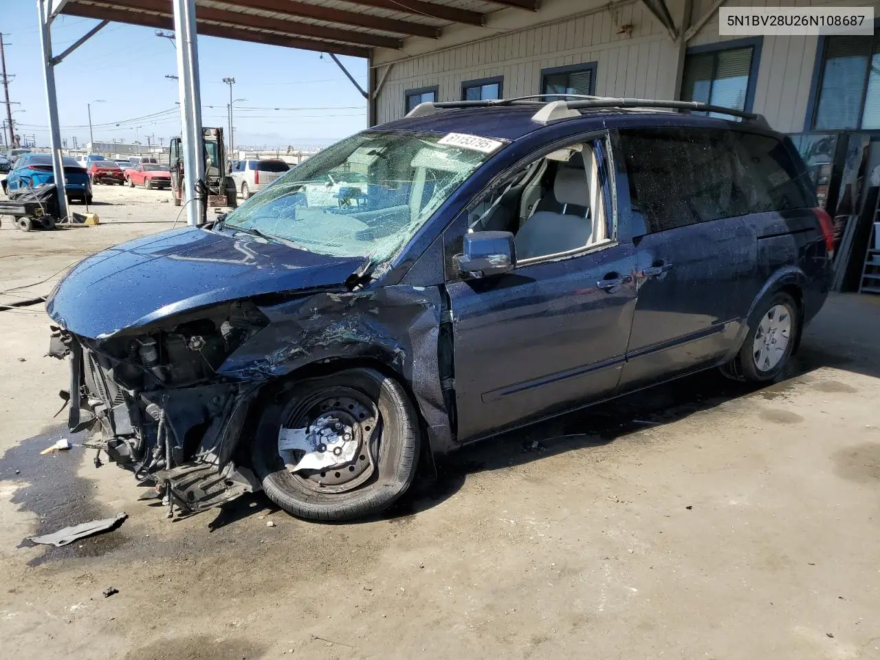 2006 Nissan Quest S VIN: 5N1BV28U26N108687 Lot: 61153795